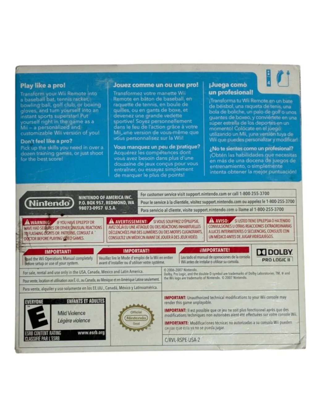 Wii Sports Nintendo Complete CIB Tested Working Game Case Manual 2006 2007